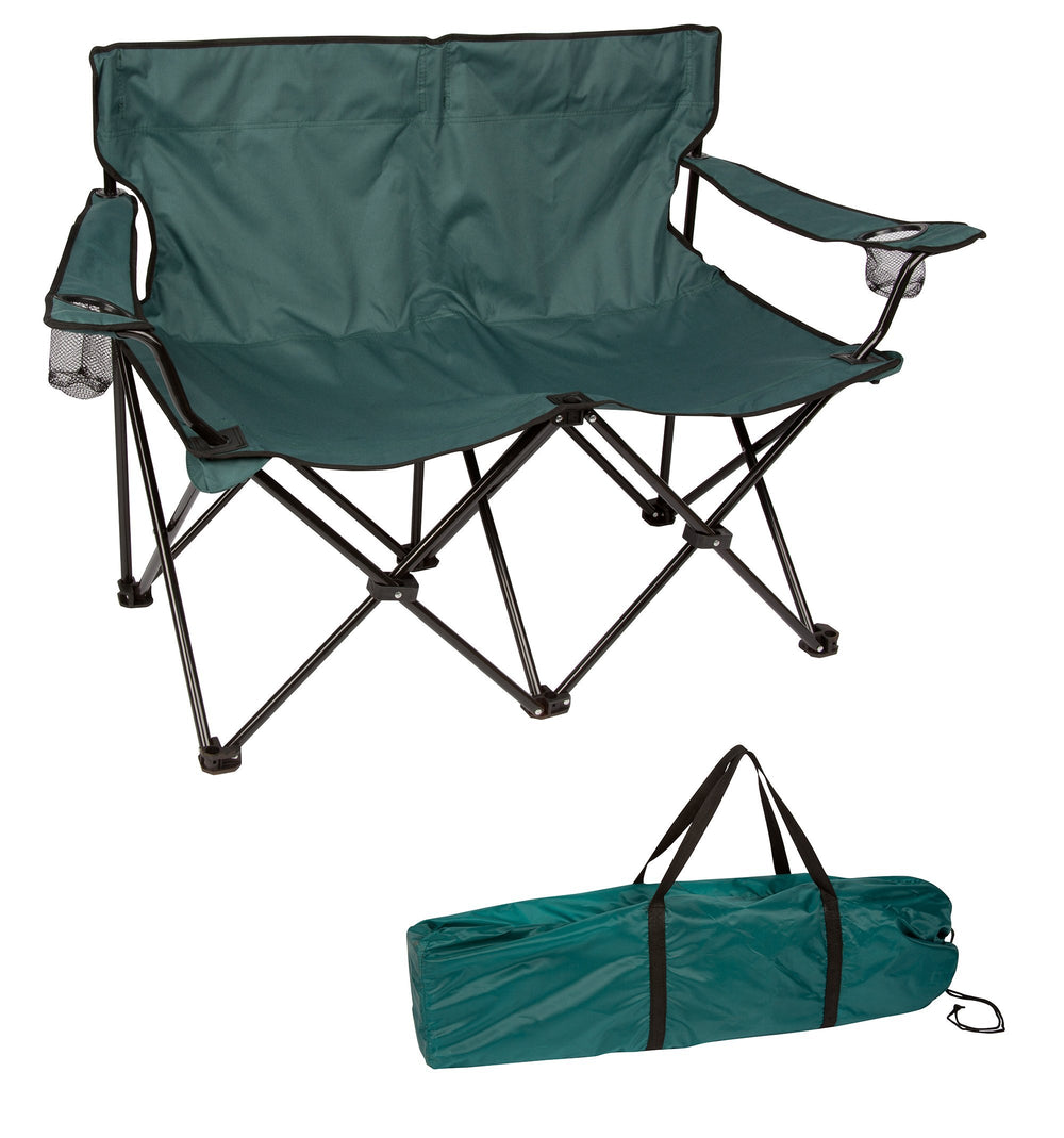 Trademark Innovations loveseat double camp chair set up for cozy campfire seating.
