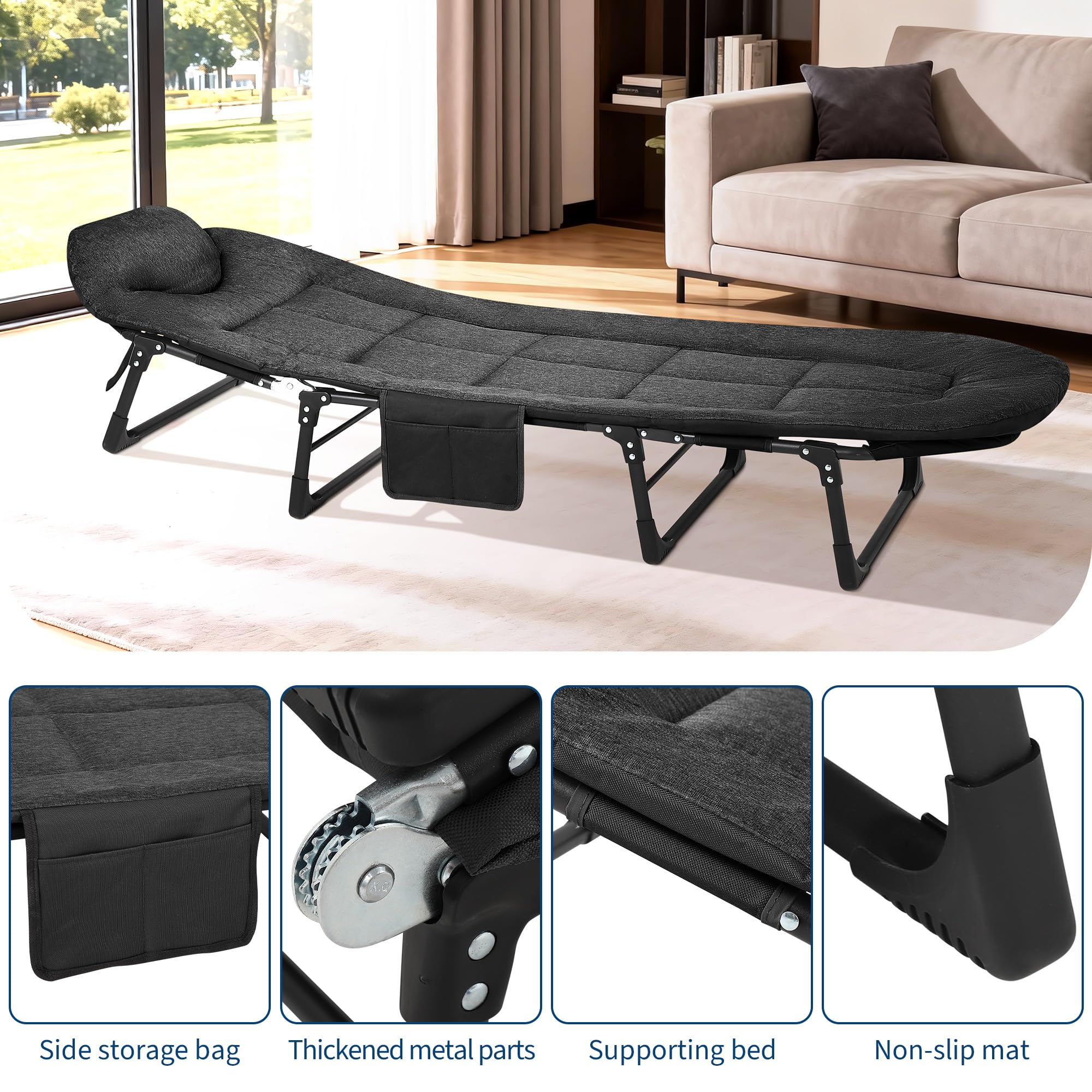 TrailBlaze cot supports up to 500 lb for sturdy adult support