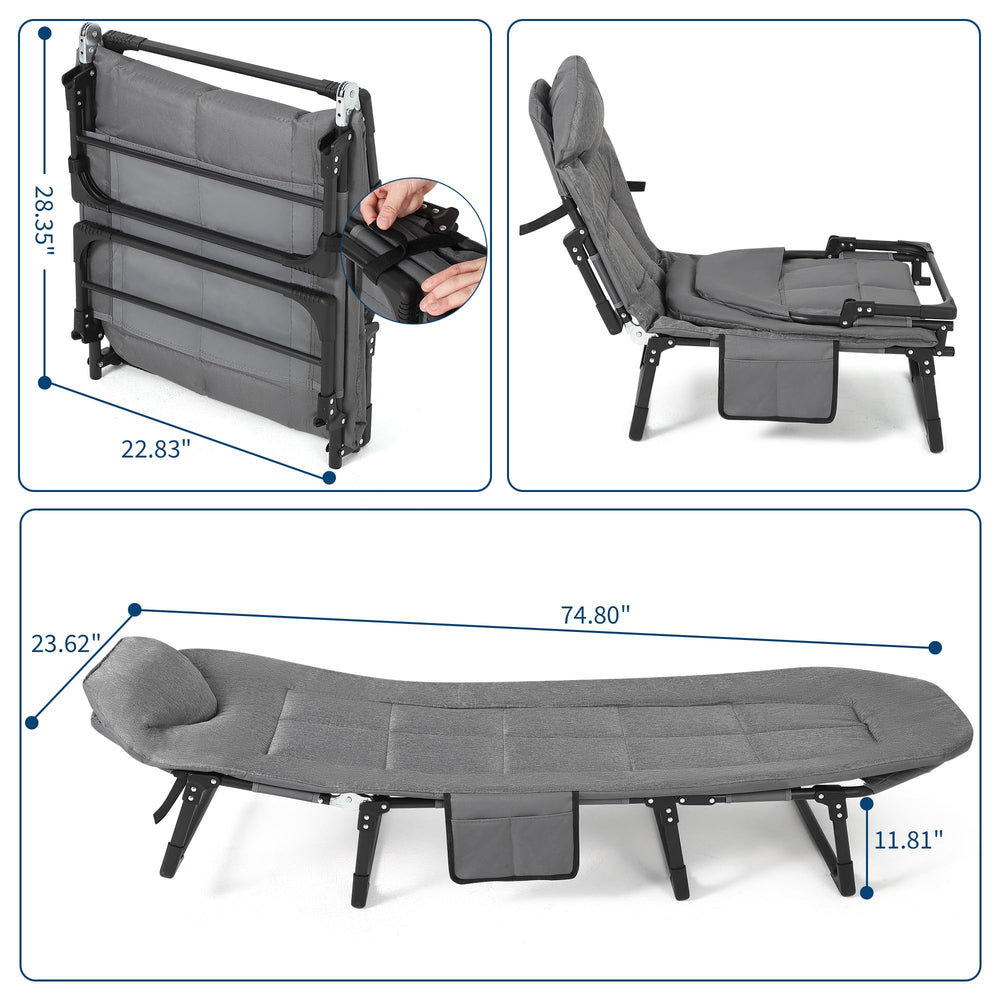 TrailBlaze instant-assembly camping cot simplifies setup anywhere.