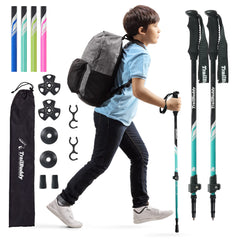 TrailBuddy collapsible poles extended for tall hikers with adjustable height.