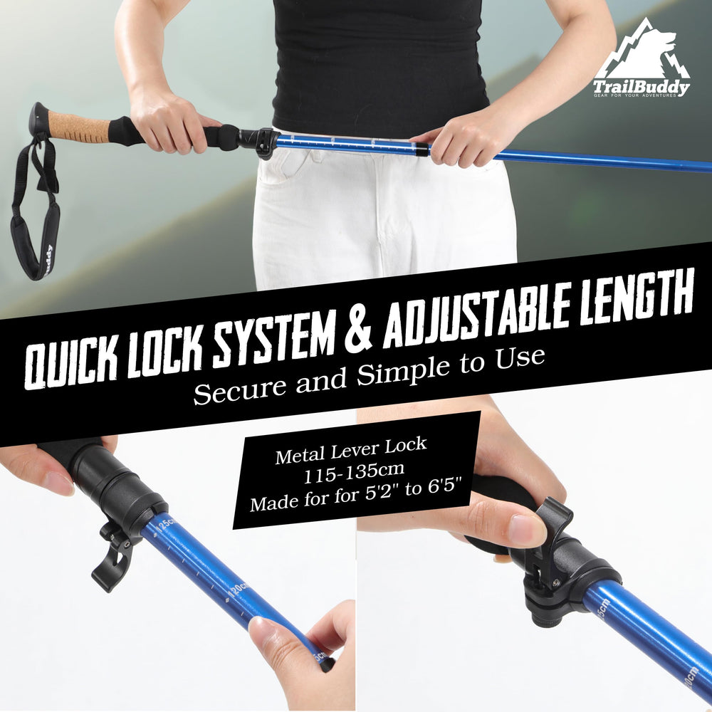 TrailBuddy cork and EVA grip for comfortable, moisture-absorbing hand support.