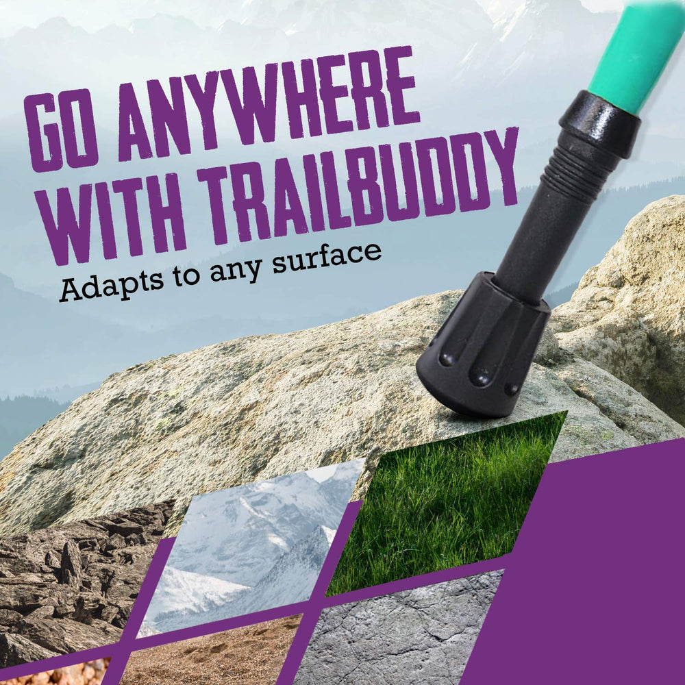 TrailBuddy grip-enhanced tips boost stability on uneven trails.