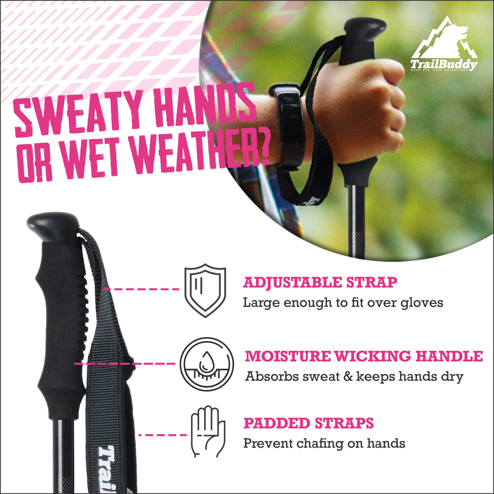 TrailBuddy lever lock system demonstrated for one-handed adjustment.