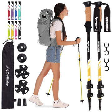 TrailBuddy Trekking Poles extended for stable footing on rugged trails