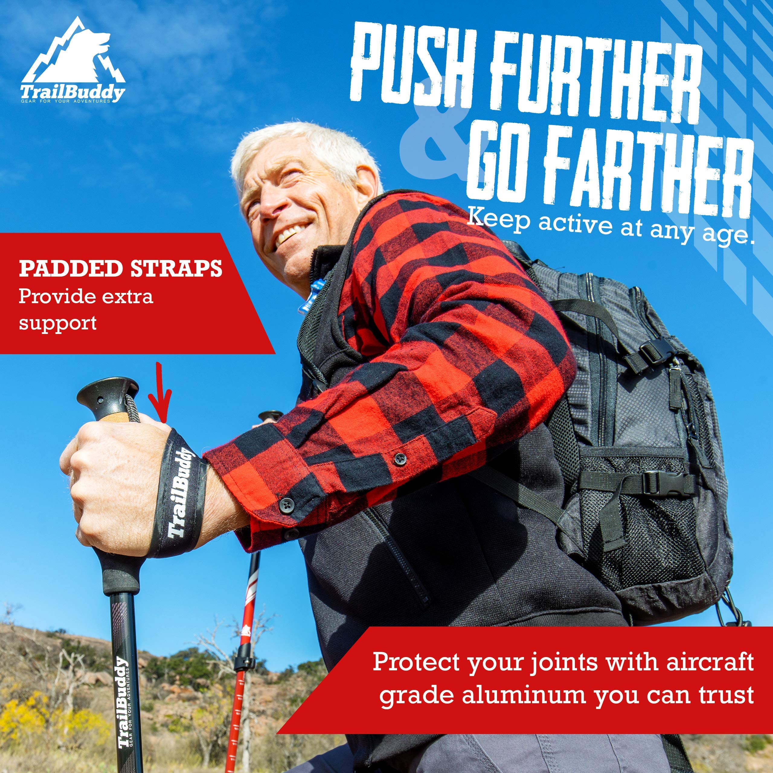 TrailBuddy Trekking Poles Aqua Blue variant for bright trail visibility