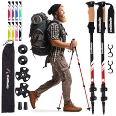 TrailBuddy Trekking Poles extended to 54 inches for tall hikers.