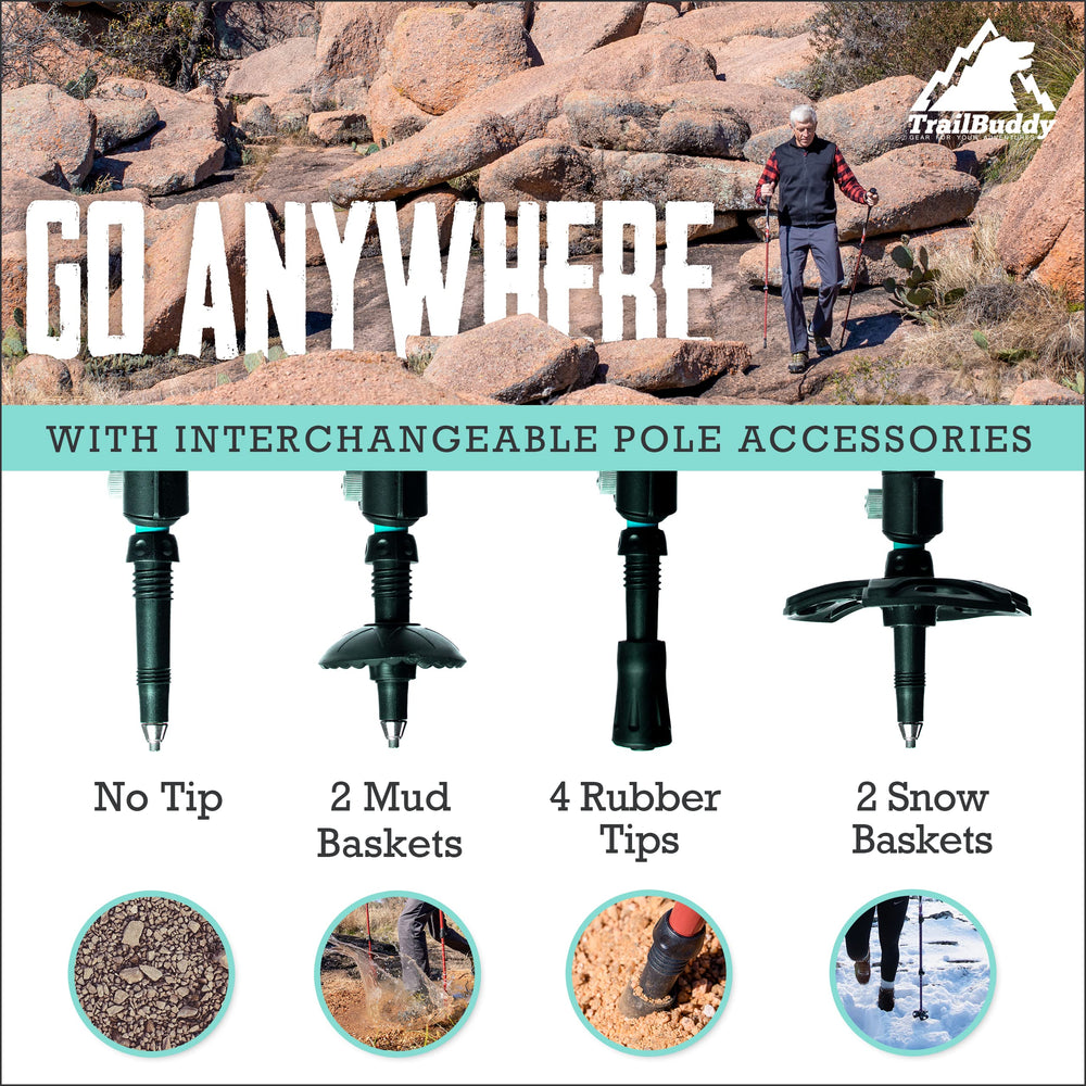 TrailBuddy Trekking Poles folded for travel in a compact, TSA-friendly pack