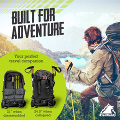 TrailBuddy Trekking Poles lever-lock closeup shows quick height adjustment