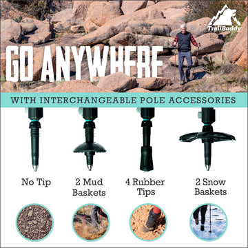 TrailBuddy padded straps provide secure, stable support on uneven terrain.