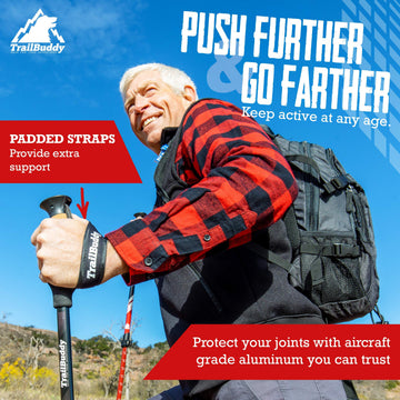 TrailBuddy foldable design fits in a backpack and carry-on.