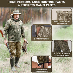 TrailCrest men's camo hunting pants Bottomland back view highlighting full-cut freedom of movement