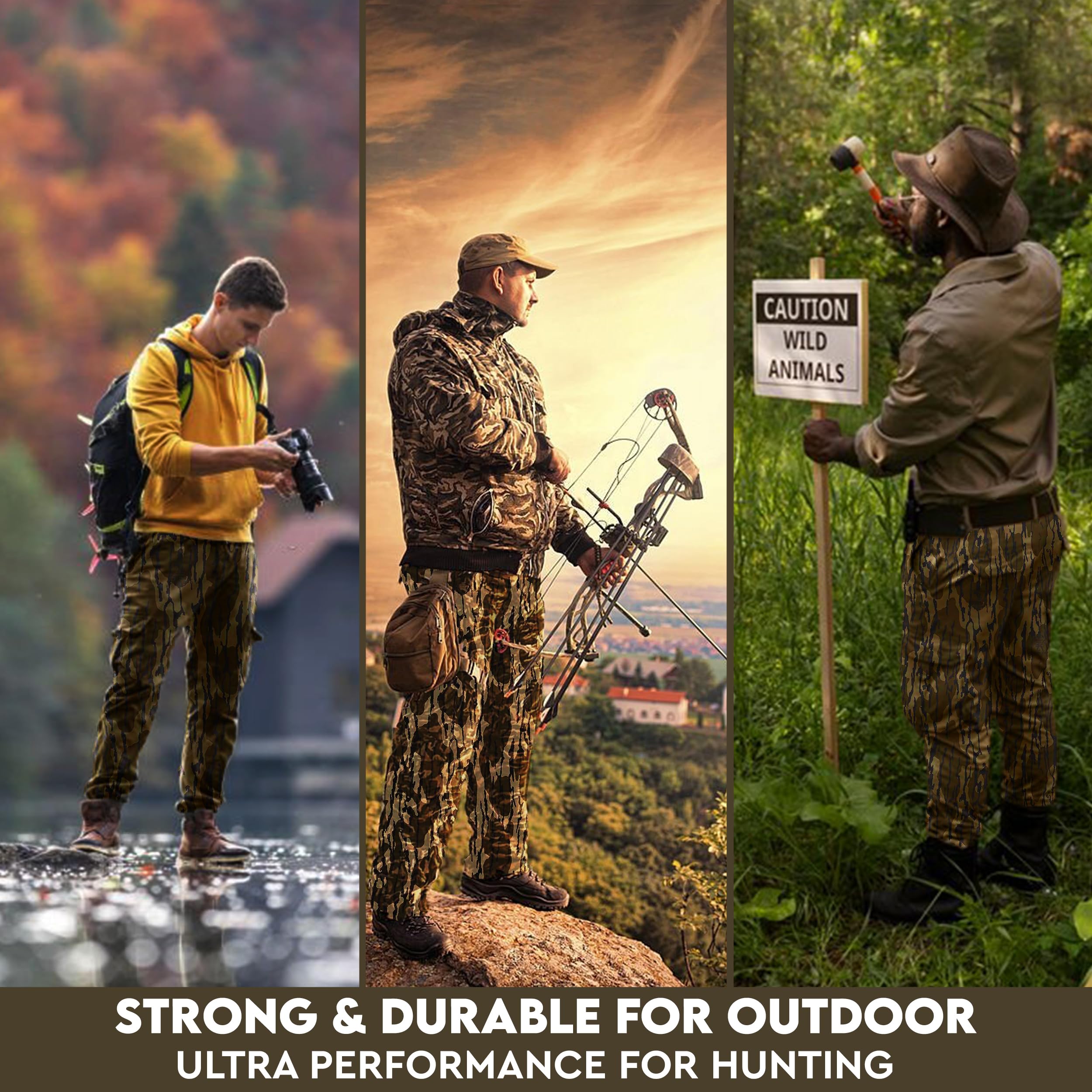 TrailCrest men's camo hunting pants Bottomland waistband detail with adjustable tabs for a personalized fit