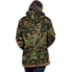 TrailCrest sherpa-lined hooded jacket front-zip showcases plush warmth for chilly evenings.