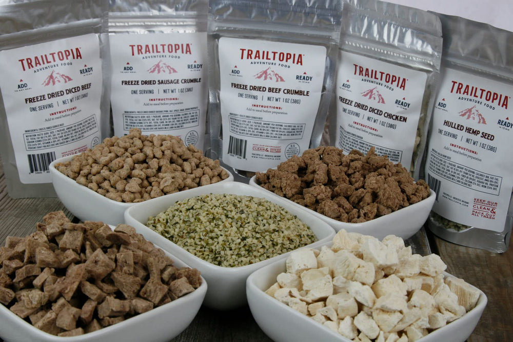 Trailtopia beef side pack cooked and shelf-stable for reliable backpacking nourishment.