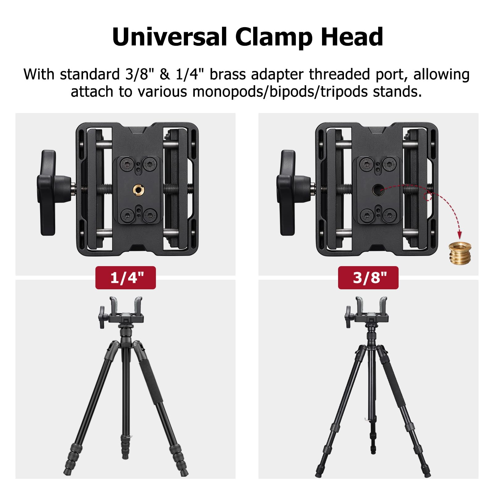 Trakiom Clamp Rest Head aluminum body highlighting lightweight travel-friendly construction.