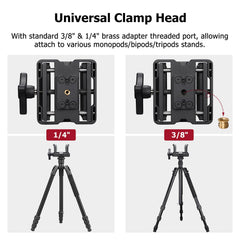 Trakiom Clamp Rest Head aluminum body highlighting lightweight travel-friendly construction.
