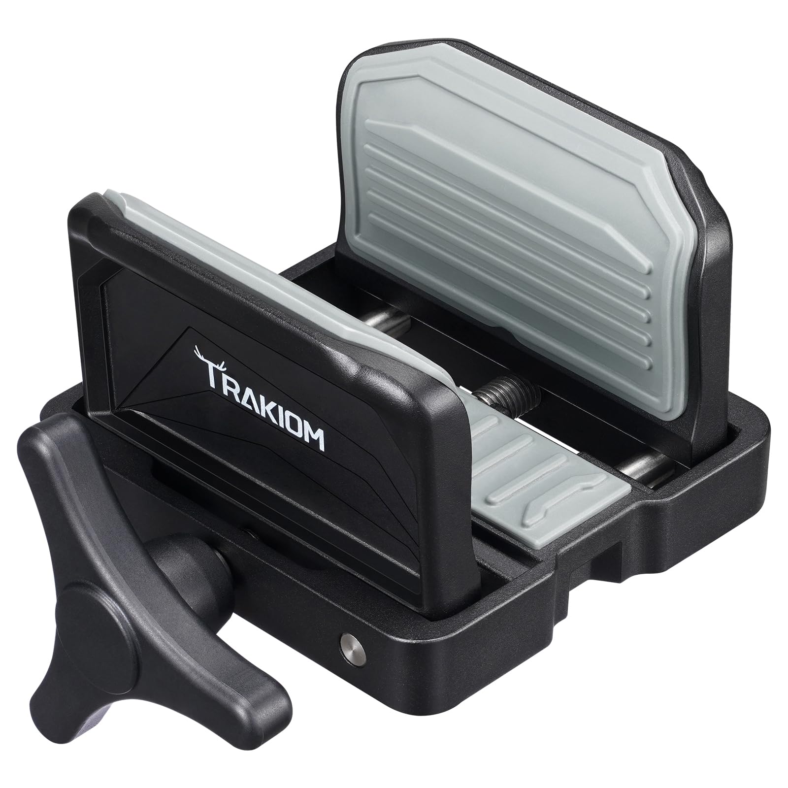 Trakiom Clamp Rest Head assembled on tripod for fast, secure mounting.