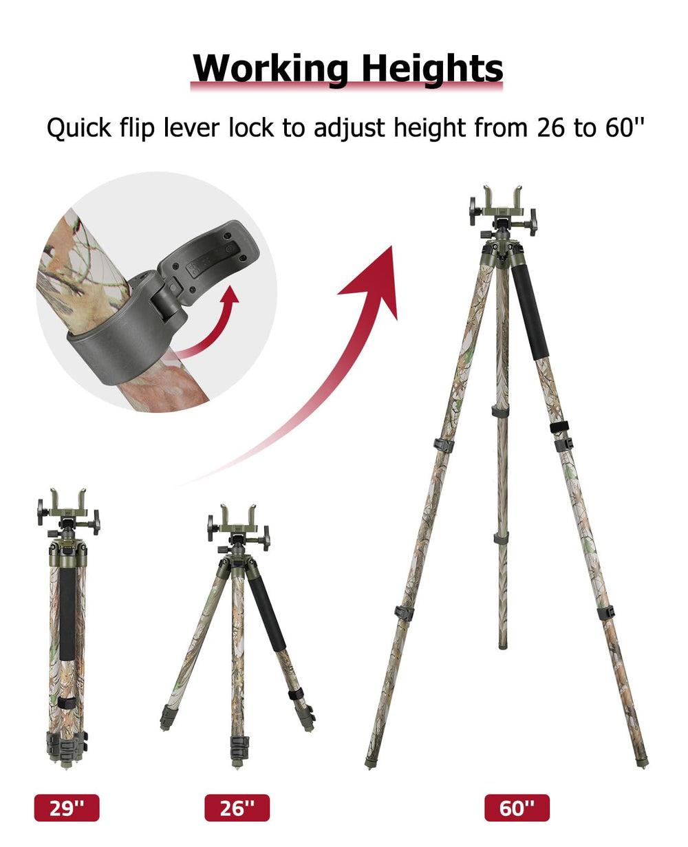 Trakiom clamping tripod rest three-angle leg locks for adaptable ground positioning