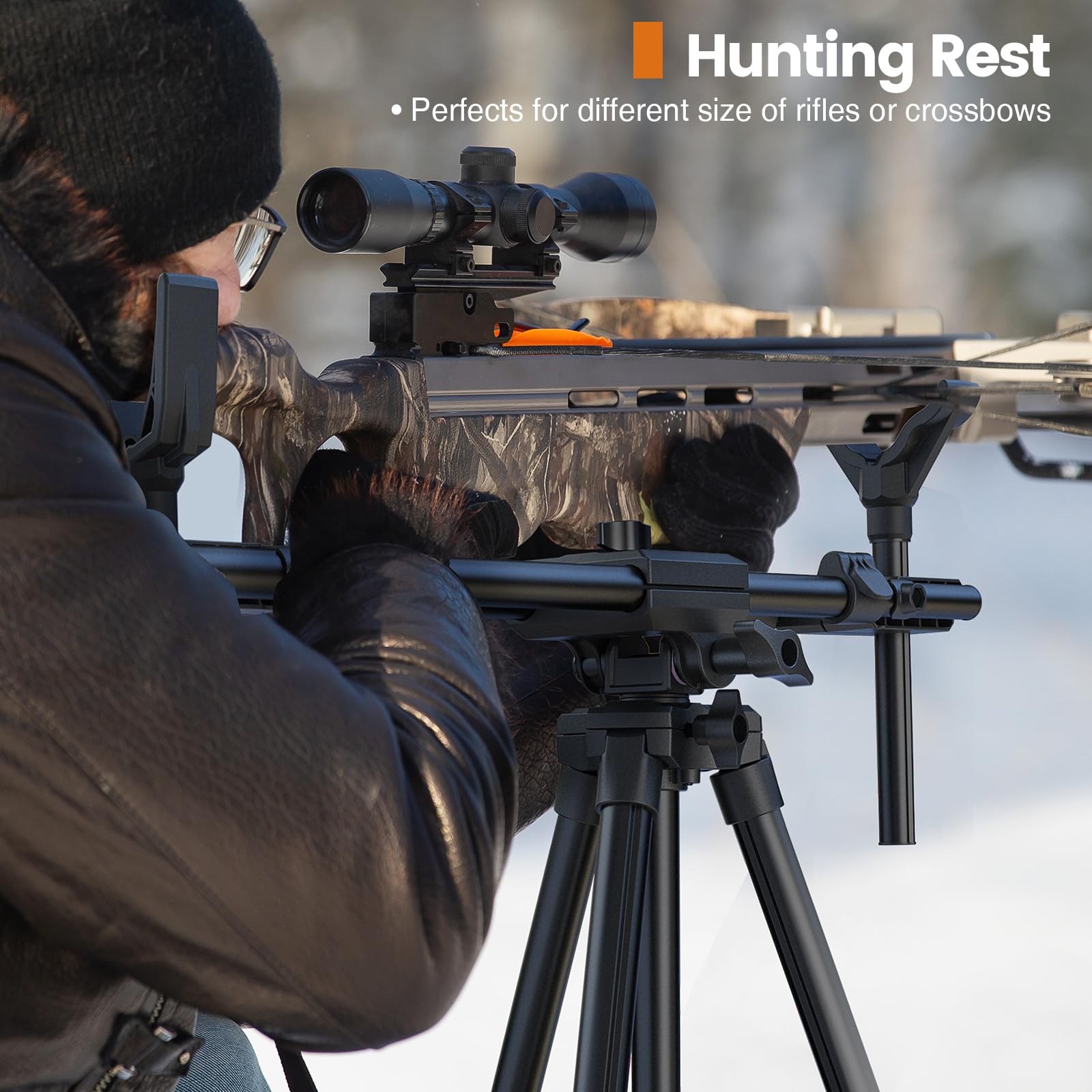 Trakiom hunting rest in ground blind position for field stability.