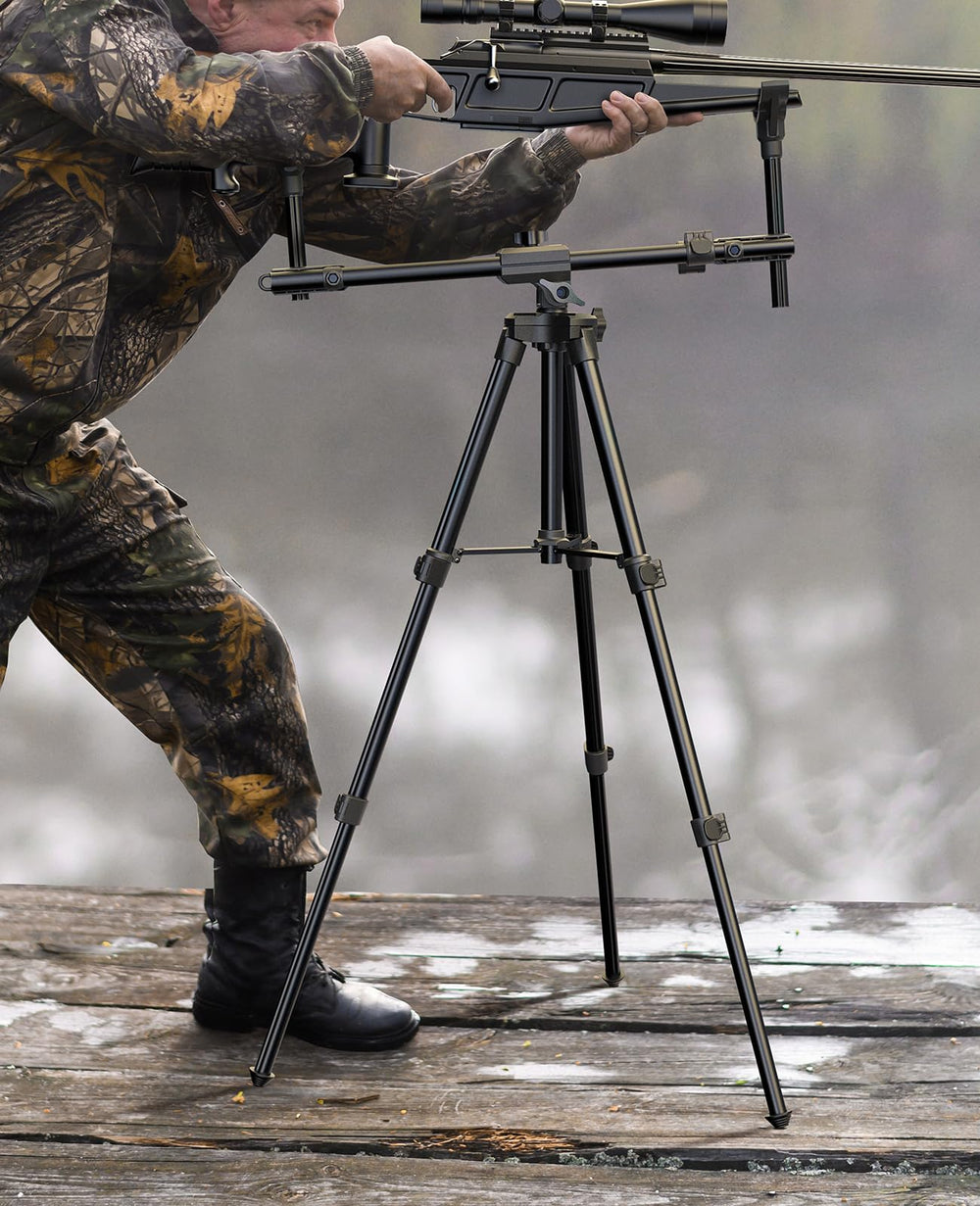 Trakiom hunting tripod ground blind use showcases stable support for discreet shooting.