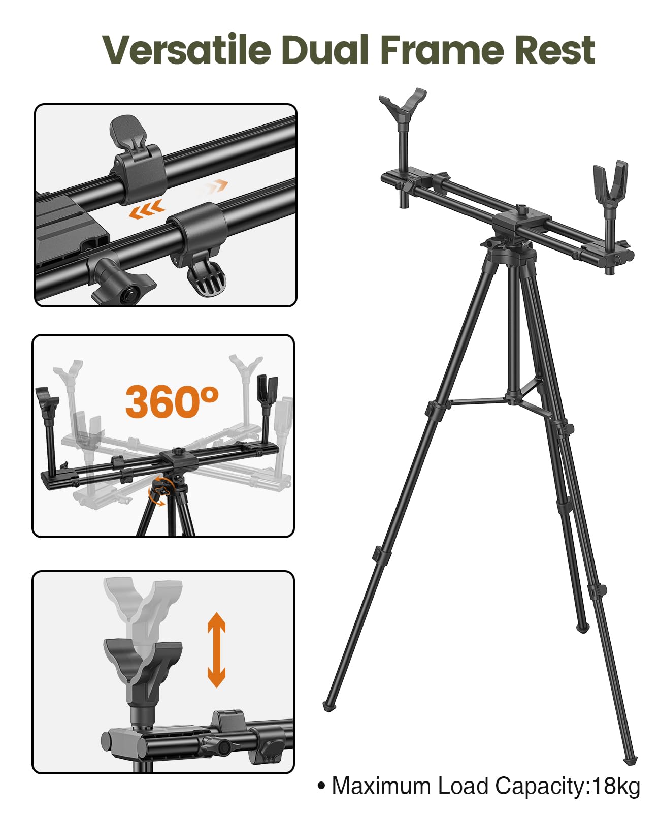 Trakiom hunting tripod height adjustment reveals flexible reach from 25.2 to 48.8 inches.