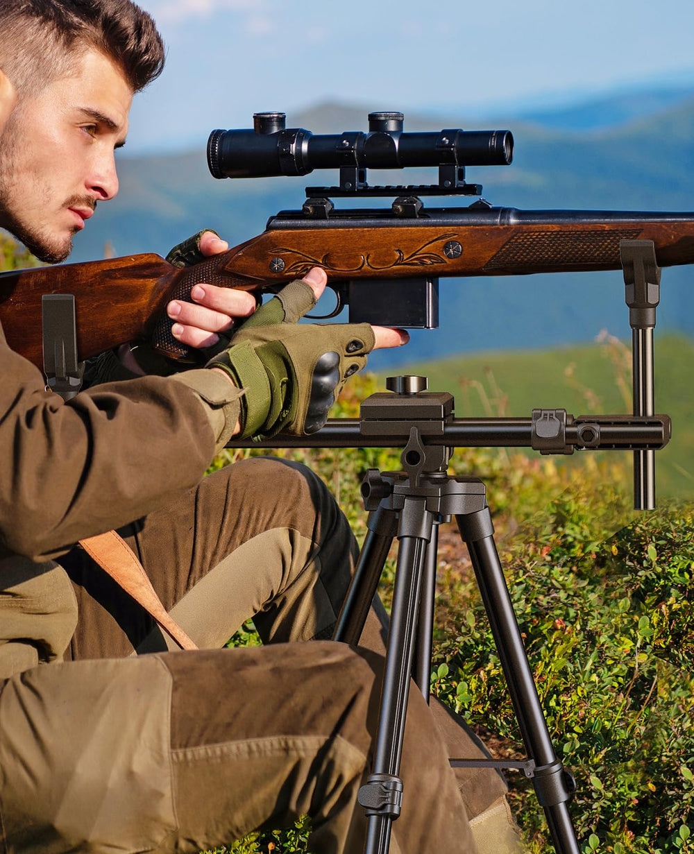 Trakiom hunting tripod precision support adapts to various rifles and crossbows.