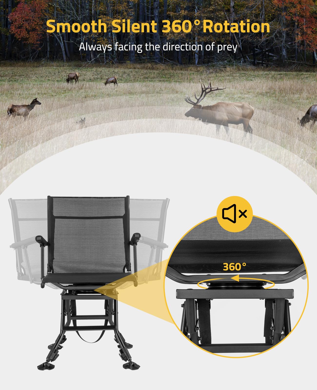 Trakiom height-adjustable chair supports optimal sightlines during hunts.
