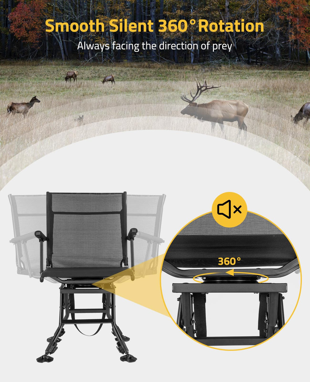 Trakiom height-adjustable chair supports optimal sightlines during hunts.