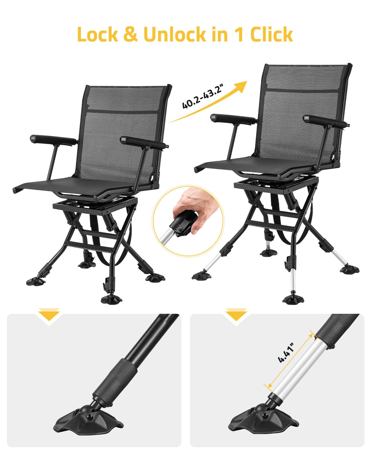 Trakiom reinforced X-frame provides stable support up to 320 lbs.