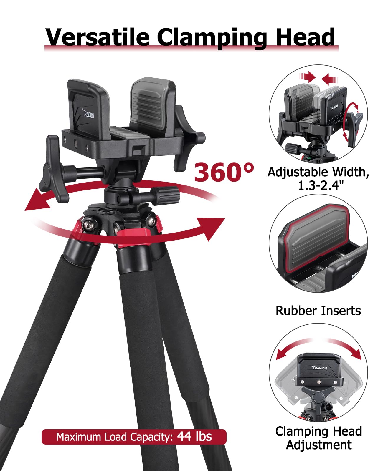 Trakiom adjustment knob highlights simple height and angle control.