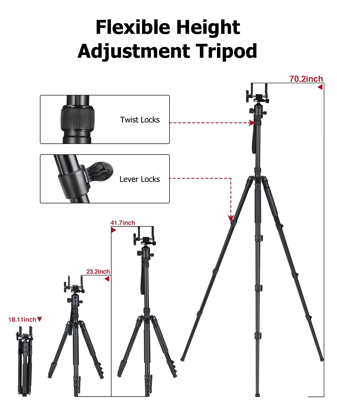 Trakiom Tripod Anti-slip Feet with leveling helps stable setup.