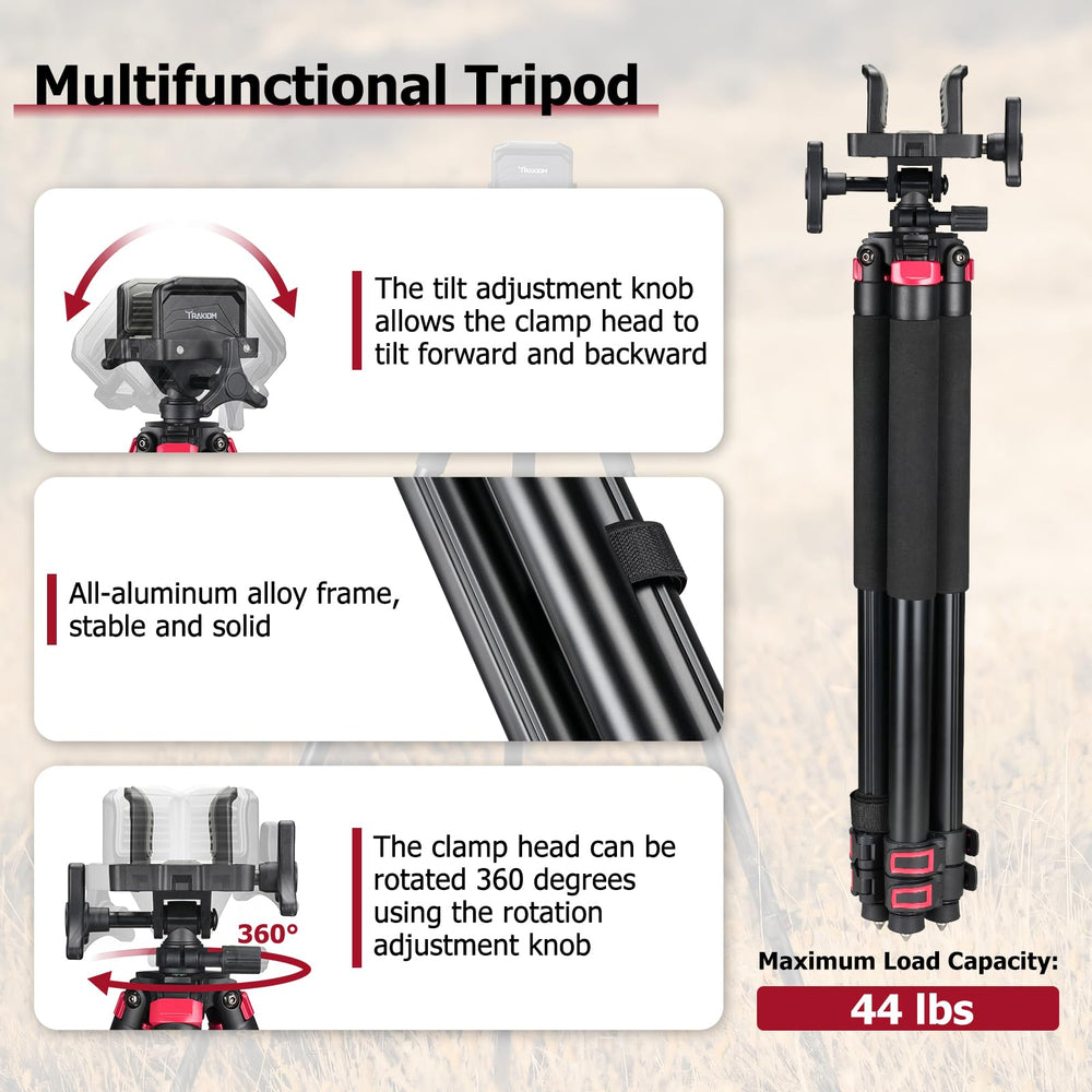 Trakiom tripod rest shows three-position leg locks for versatile stances.