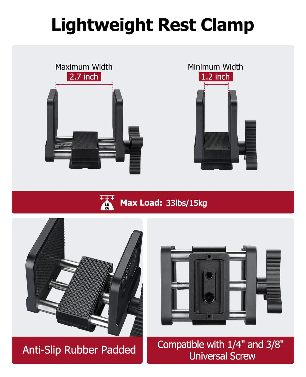 Trakiom Tripod Universal Saddle Clamp highlights scratch-free grip on diverse gear.