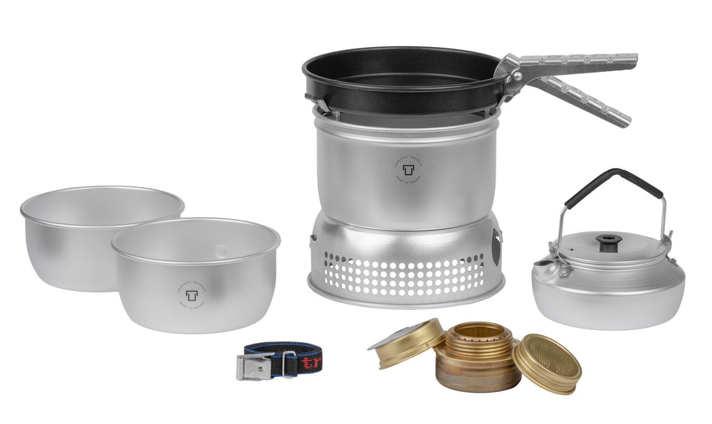 Trangia 27-4 ultralight stove setup for compact backpacking meals.
