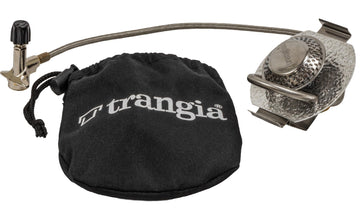 Trangia GB74 ready to use with standard butane cartridges for quick fueling on trips.