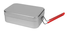 Trangia Mess Tin Large with red handle for easy transport on trips.