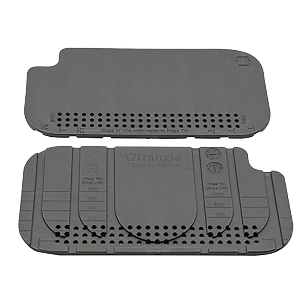 Trangia Multiboard gray drying board for air-drying dishes beside Mestin.