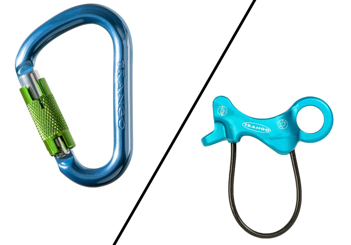 TRANGO Aries guide-mode belay device with Regulock autolock carabiner for secure belays