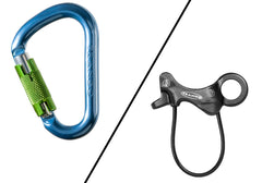 TRANGO Aries guide mode belay device ready for anchor belays on multi-pitch routes