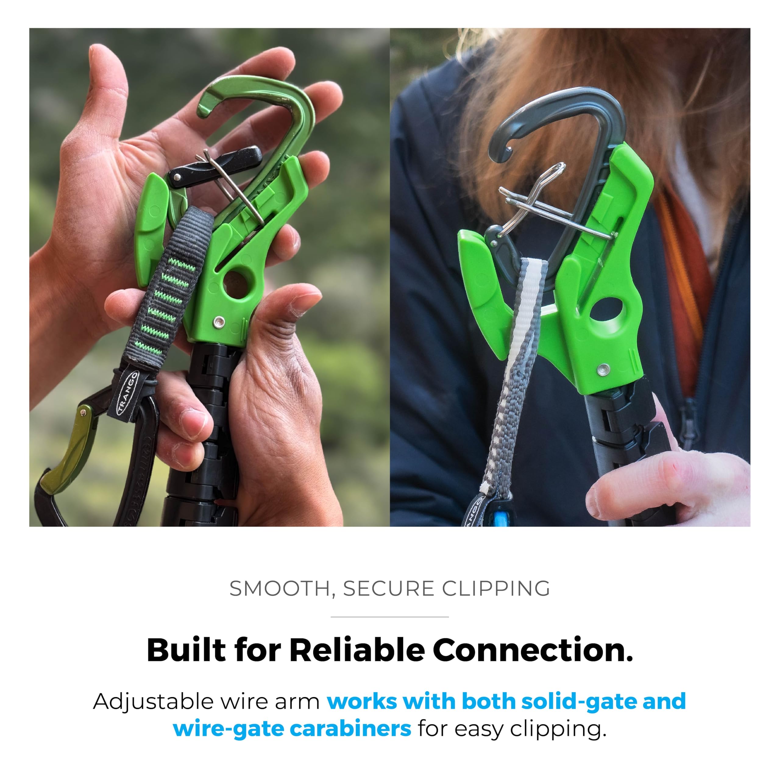 TRANGO Beta Stick EVO collapsed-length design enables compact storage on climbs.