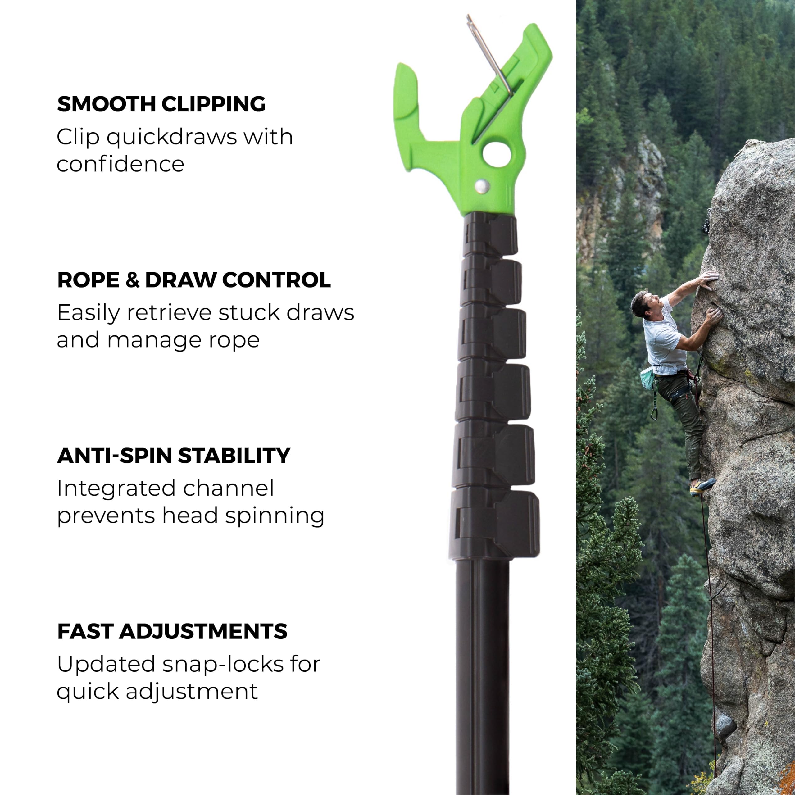 TRANGO Beta Stick EVO extended-length reach helps cross gaps between bolts.