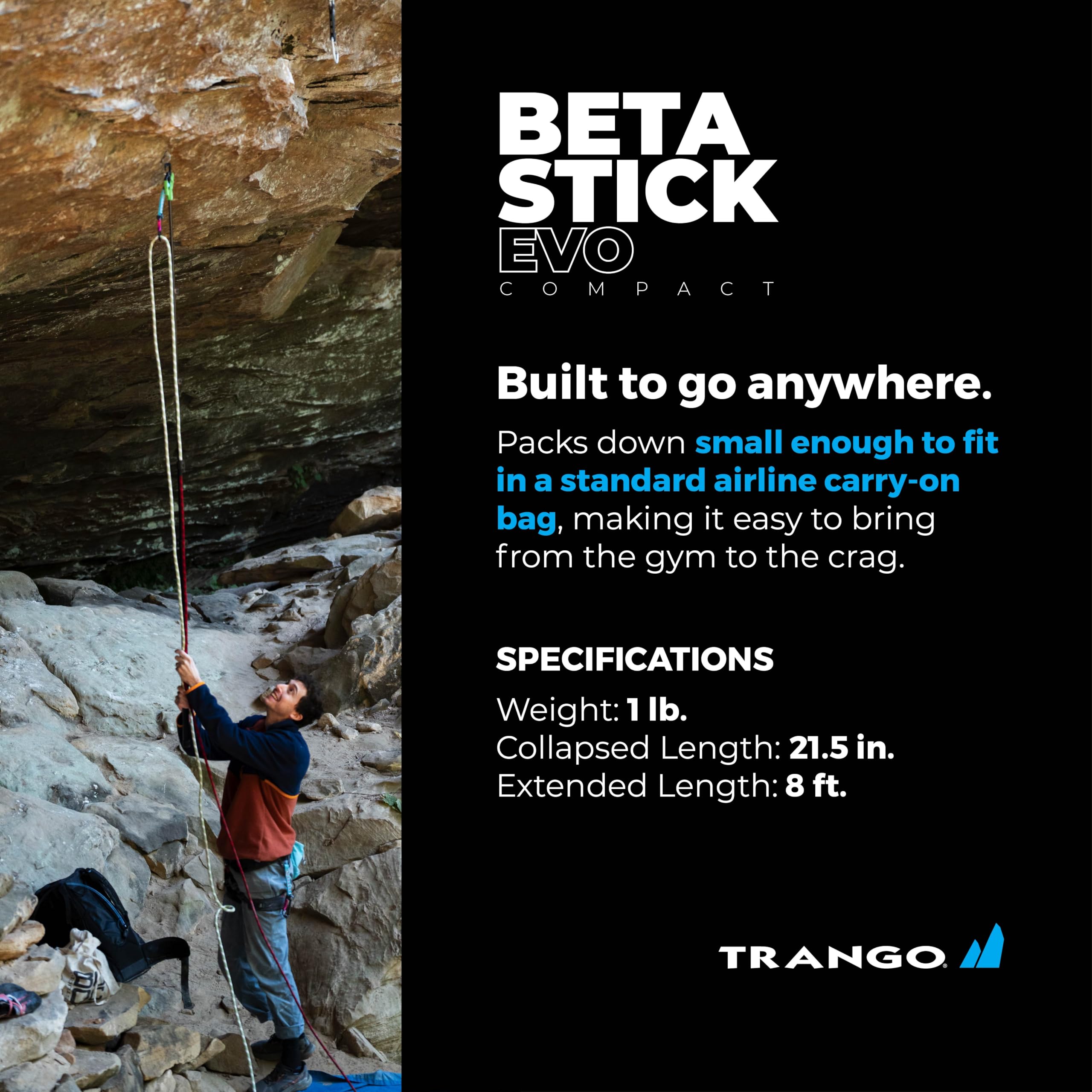 TRANGO Beta Stick EVO integrated pole channel keeps the head from spinning.