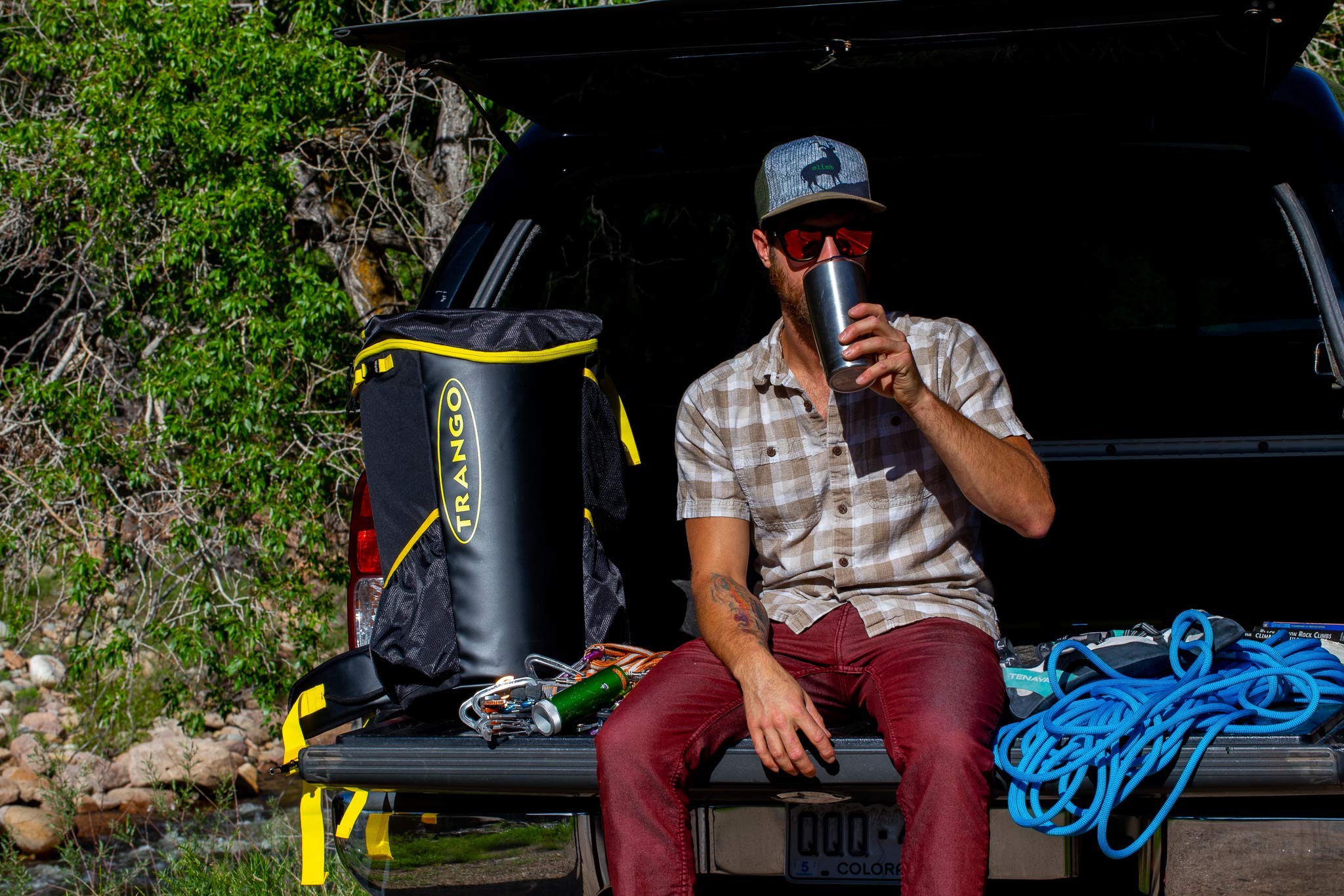 TRANGO Crag Pack 2.0 black-yellow colorway suited for rugged crag days.