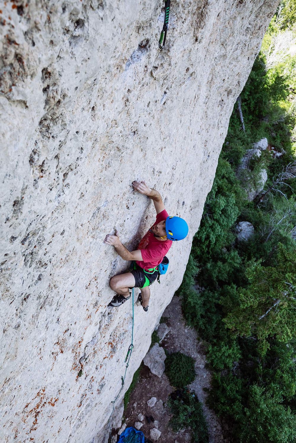 Trango Halo red color increases visibility on rock faces.