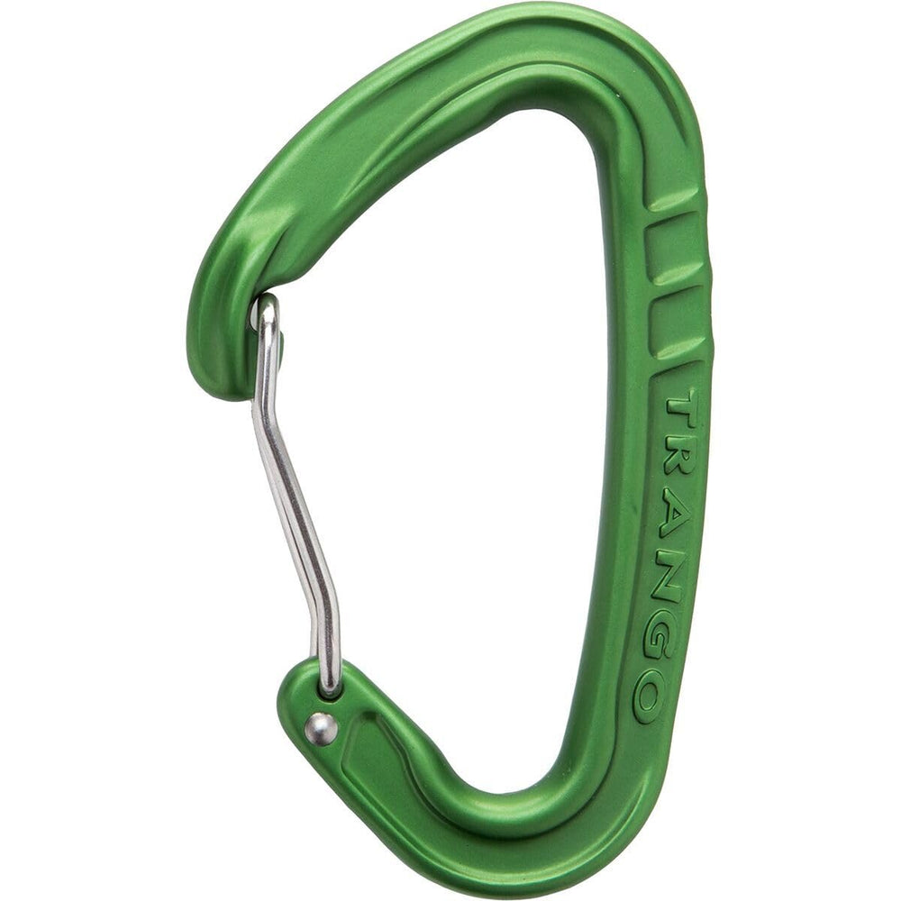 TRANGO Phase carabiner in green, 90mm, ideal for secure quickdraw and protection setups.