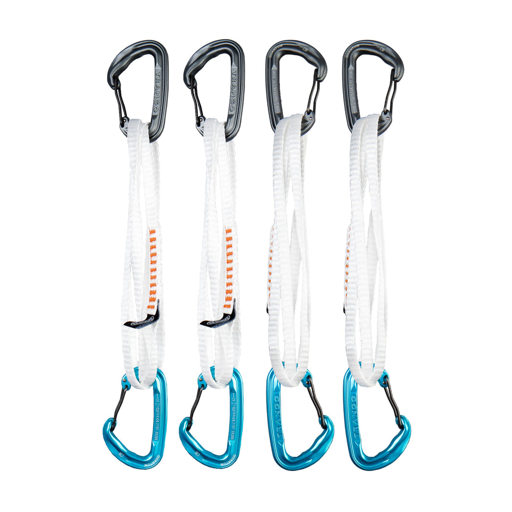 TRANGO Quantum Alpine Draw cyan with wide gate opening for easy clipping on alpine routes.