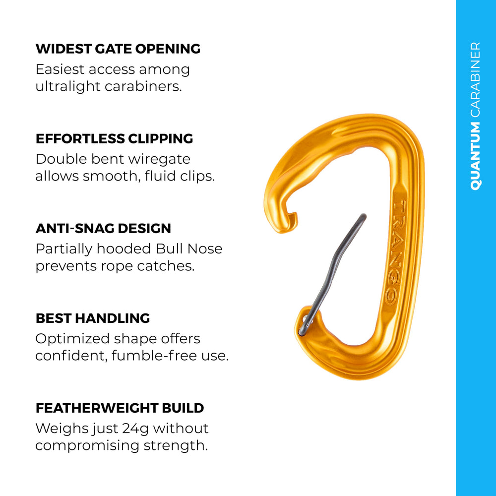 TRANGO Quantum ultralight at 24g delivers strong protection on climbs