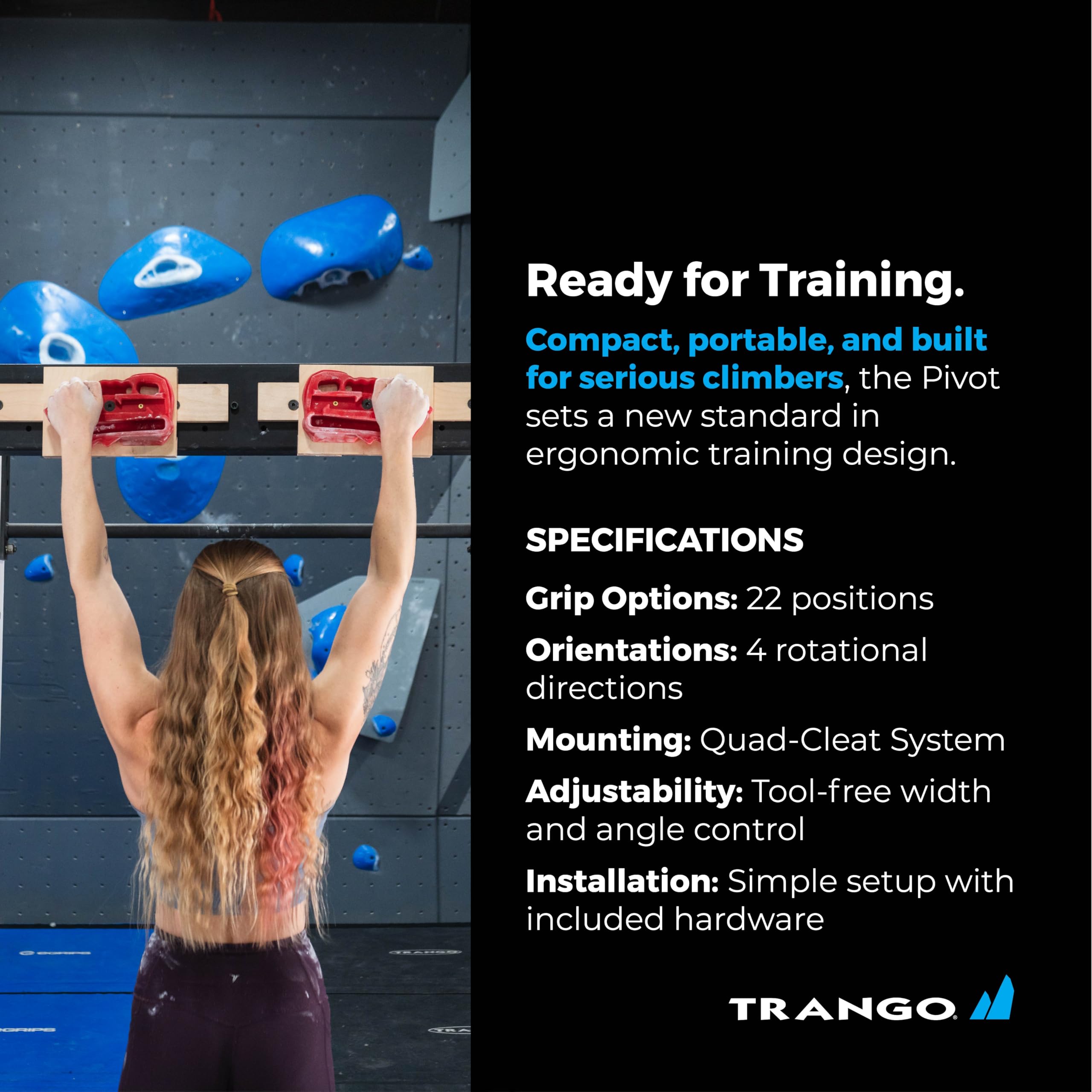 TRANGO Rock Prodigy Hangboard grip variety close-up highlights targeted finger strength training