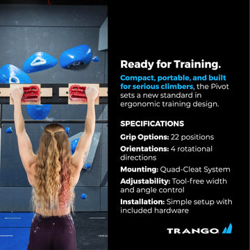 TRANGO Rock Prodigy Hangboard grip variety close-up highlights targeted finger strength training