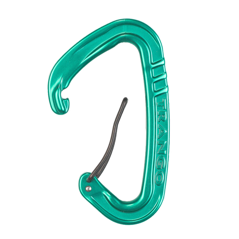 TRANGO Vector carabiner in green shows raised ridges on the spine for superior grip.